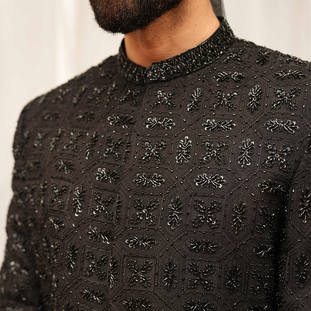 Rayyan Black Sherwani