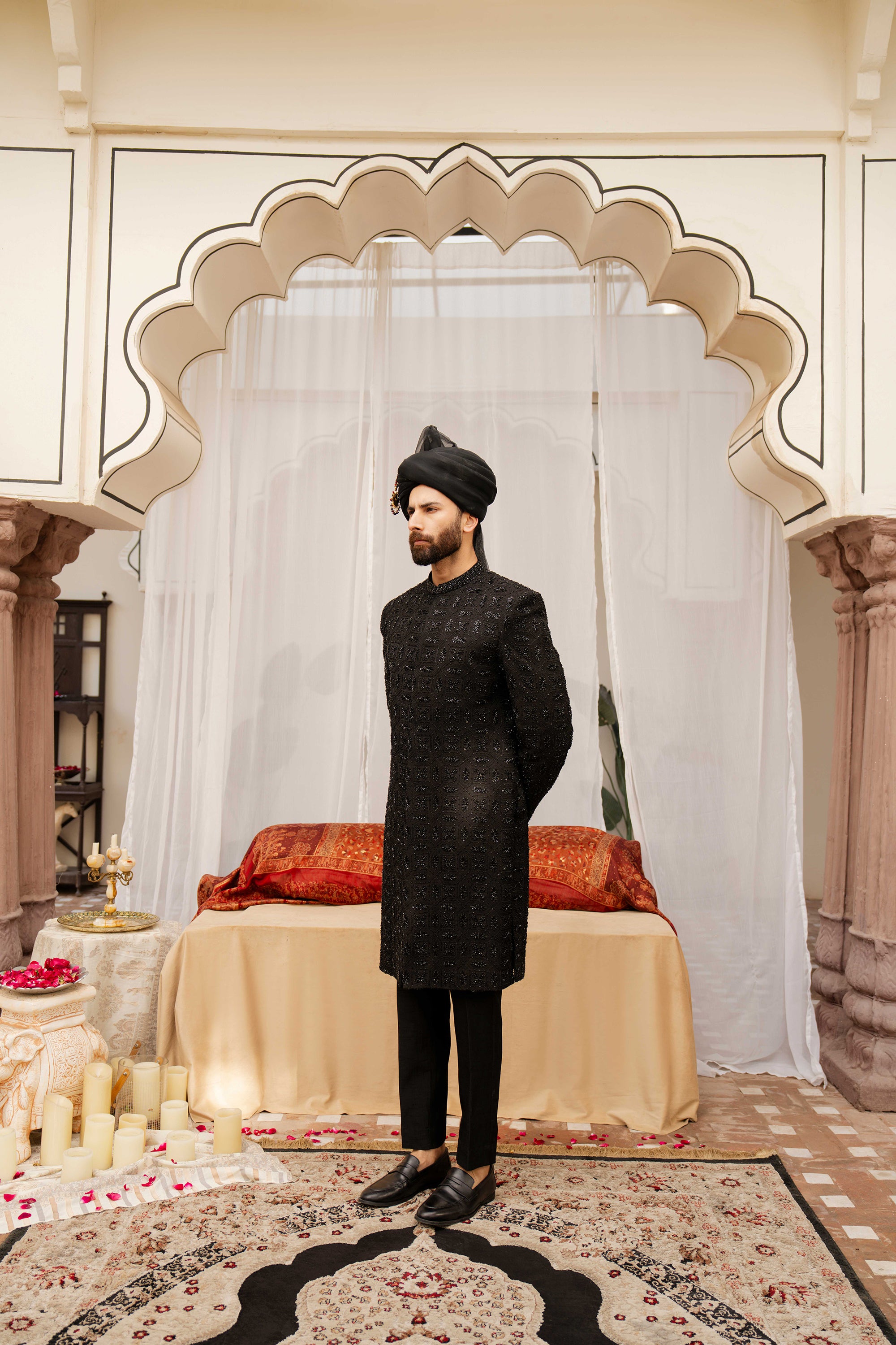 Rayyan Black Sherwani