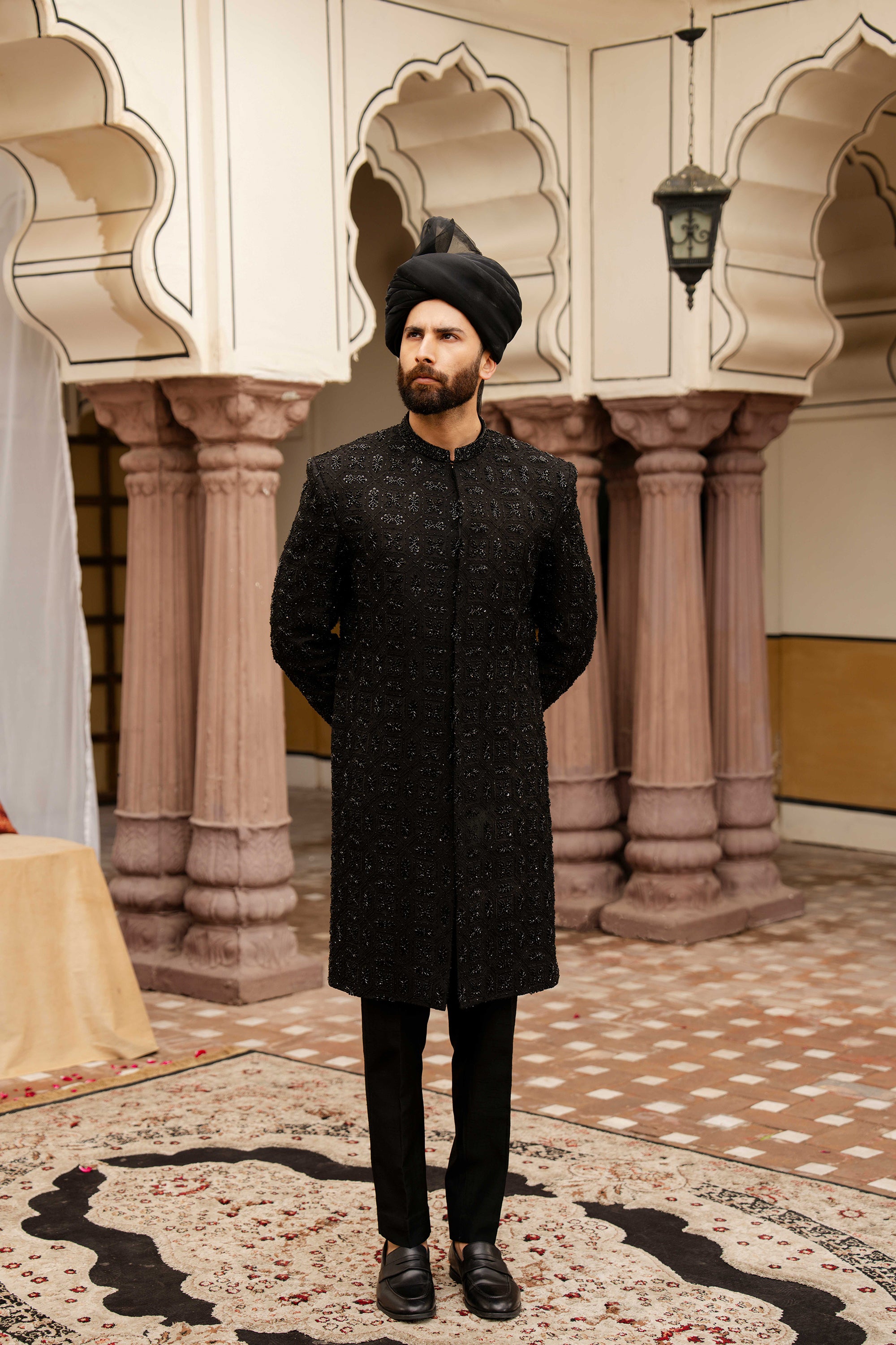 Rayyan Black Sherwani